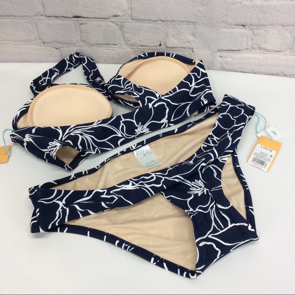 Kona Sol 2 Piece Swimsuit Floral Swirl Navy/White - Picture 11 of 12